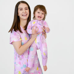 Lavender Hoppy Days Women's Short Sleeve Pajama Top