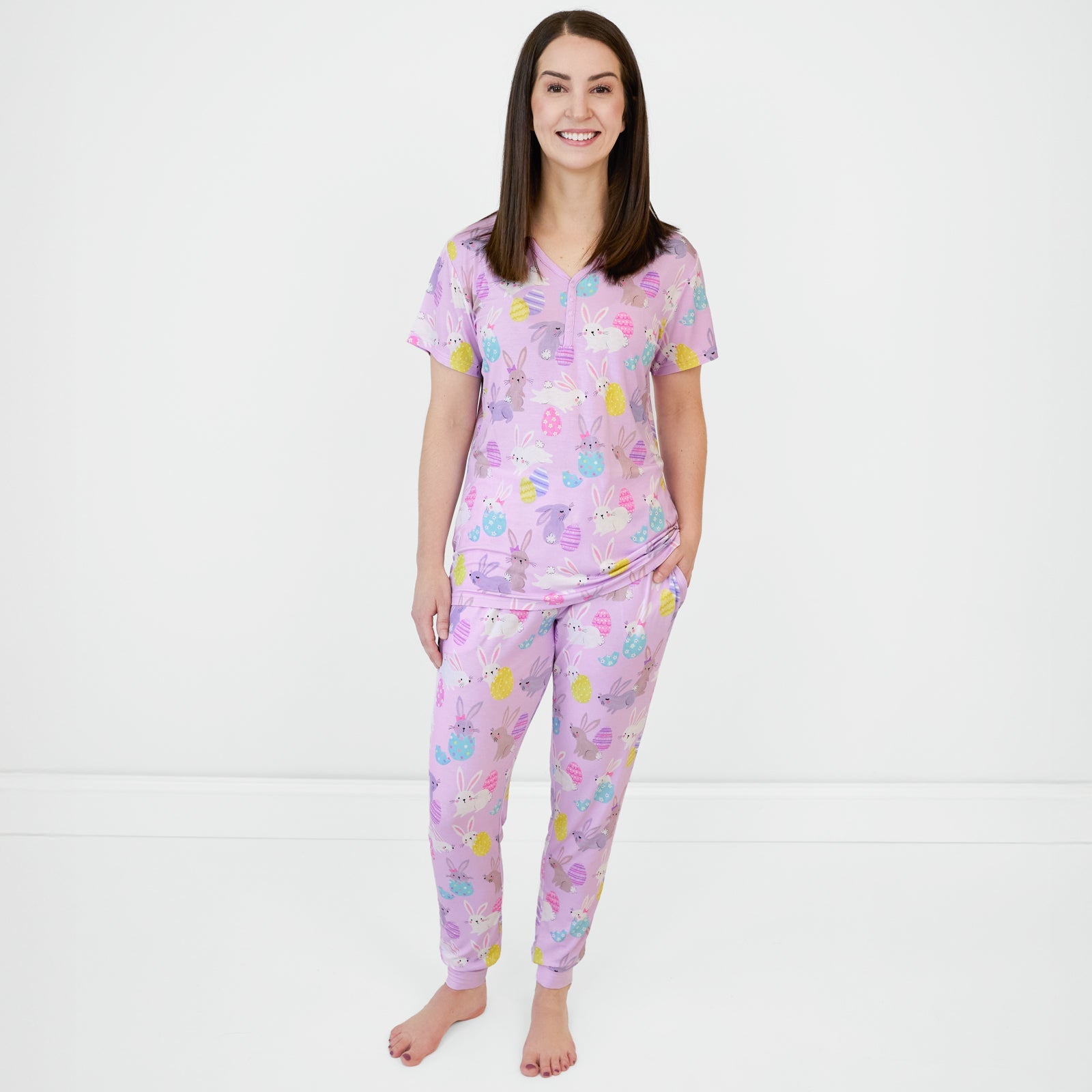 Lavender Hoppy Days Women's Short Sleeve Pajama Top
