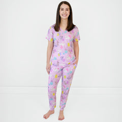 Lavender Hoppy Days Women's Short Sleeve Pajama Top