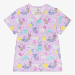 Lavender Hoppy Days Women's Short Sleeve Pajama Top