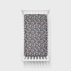 Pink To the Moon & Back Fitted Crib Sheet