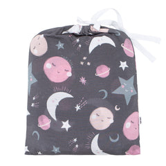 Pink To the Moon & Back Fitted Crib Sheet