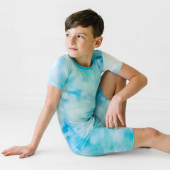 Tidepool Watercolor Two-Piece Short Sleeve & Shorts Pajama Set