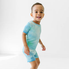 Tidepool Watercolor Two-Piece Short Sleeve & Shorts Pajama Set