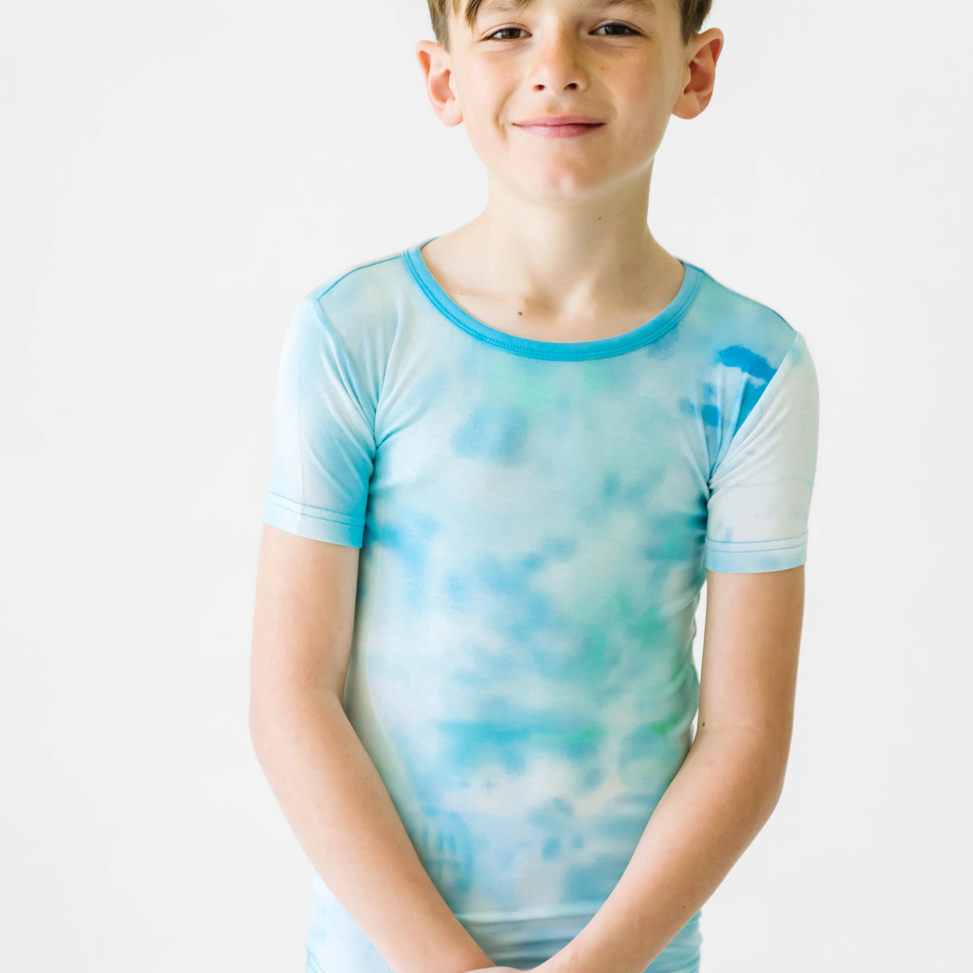 Tidepool Watercolor Two-Piece Short Sleeve & Shorts Pajama Set