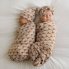 Rust Rainbows Swaddle & Hat Set