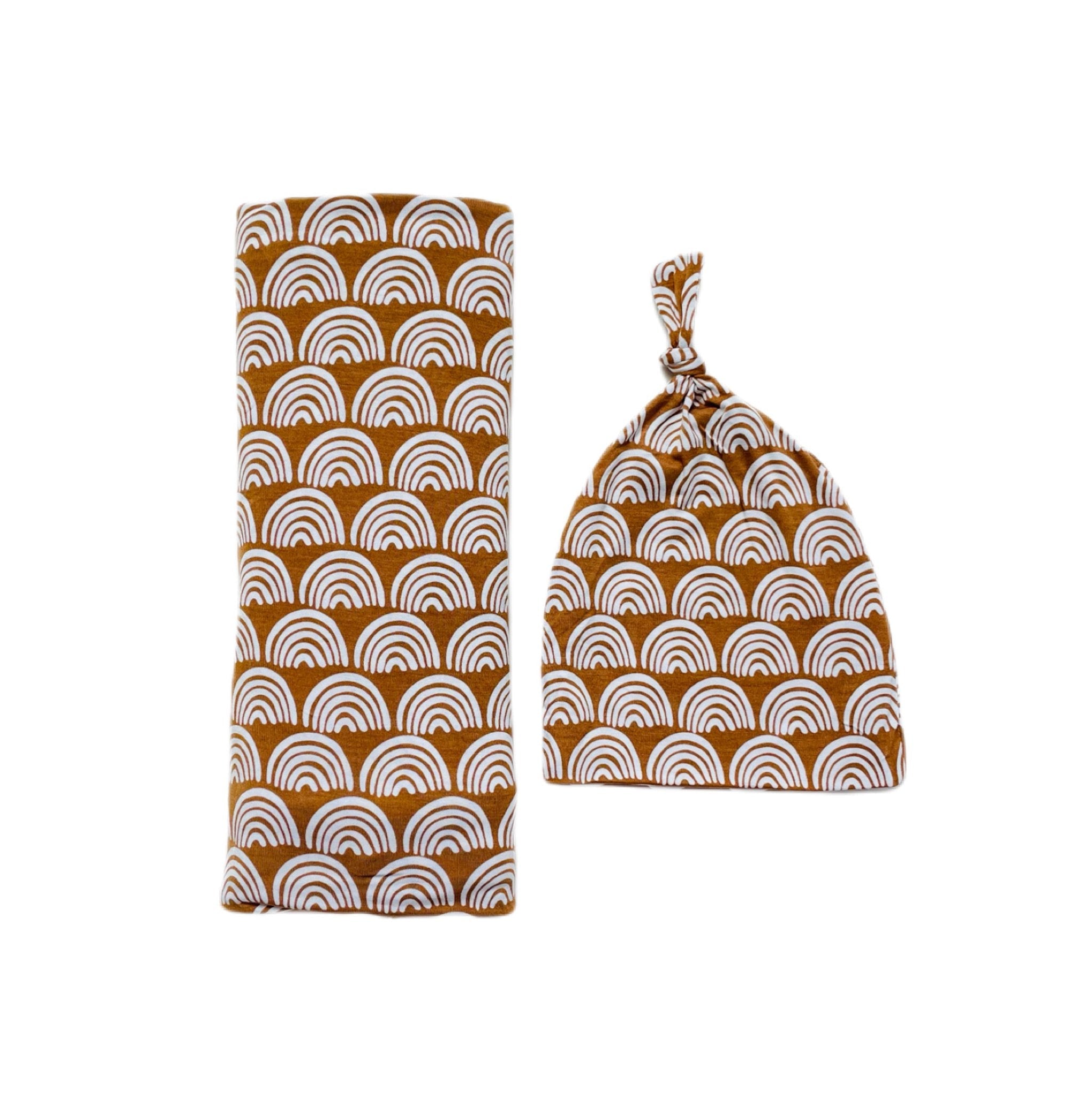 Rust Rainbows Swaddle & Hat Set